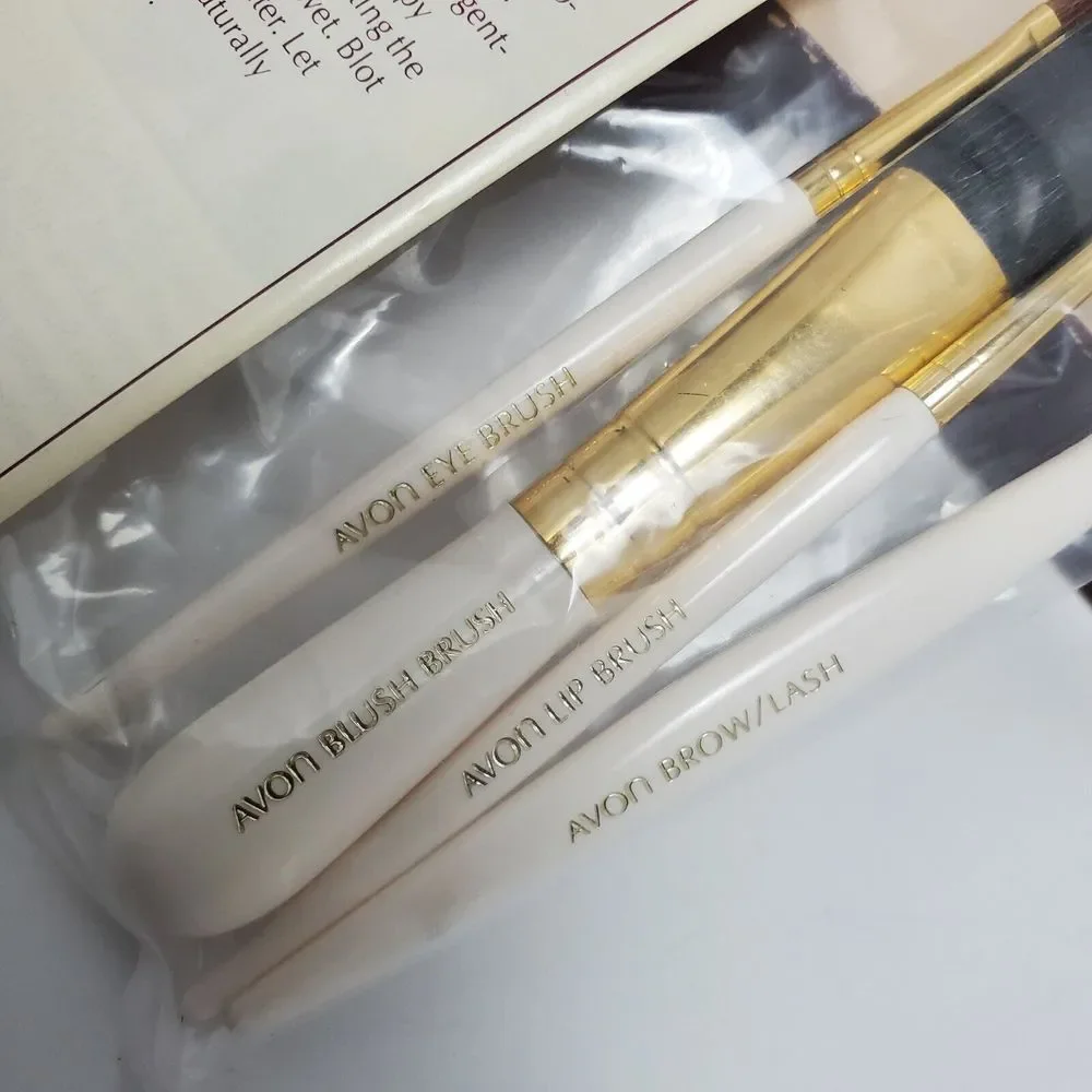 Vintage Avon Professional Travel Makeup Brush Collection 4 Piece Set